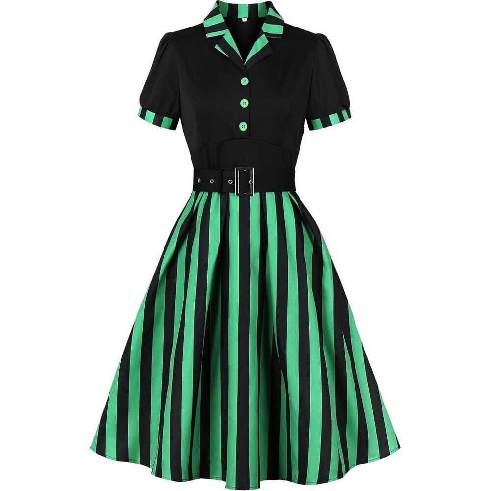 Women's Vintage Striped Blazer Gothic Formal Work Dress Size 10-12